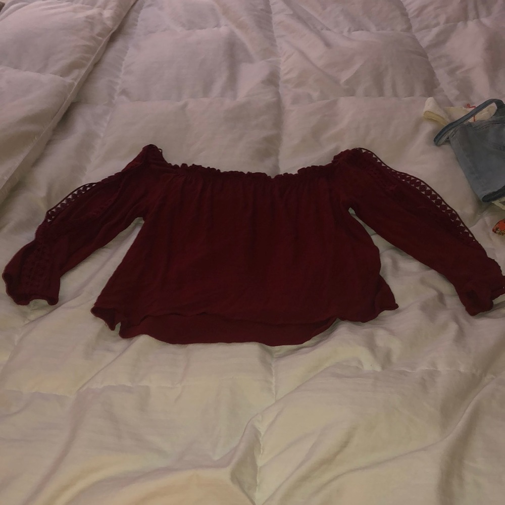 Burgundy cold shoulder top